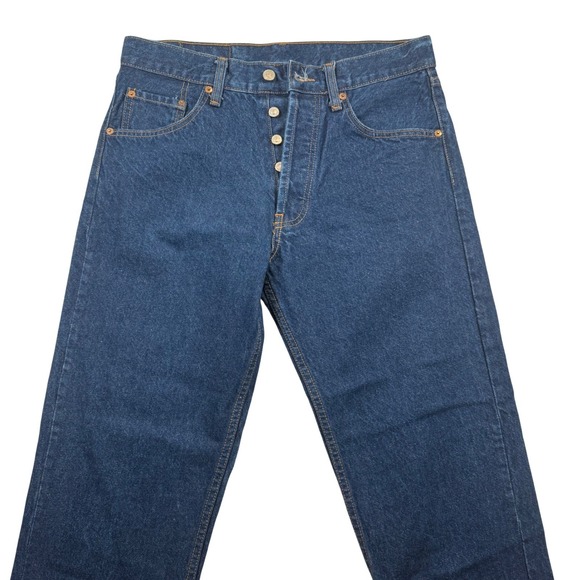 Vintage Levi's 501 Button Fly Jeans Mens Size 33x30 Dark Wash Denim USA Made - Picture 1 of 10